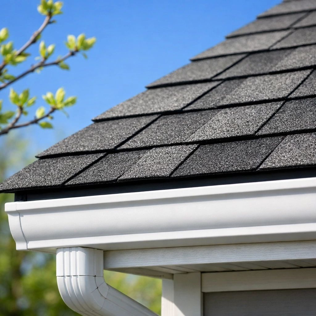 New shingle roof on Waukesha home surrounded by trees in summer