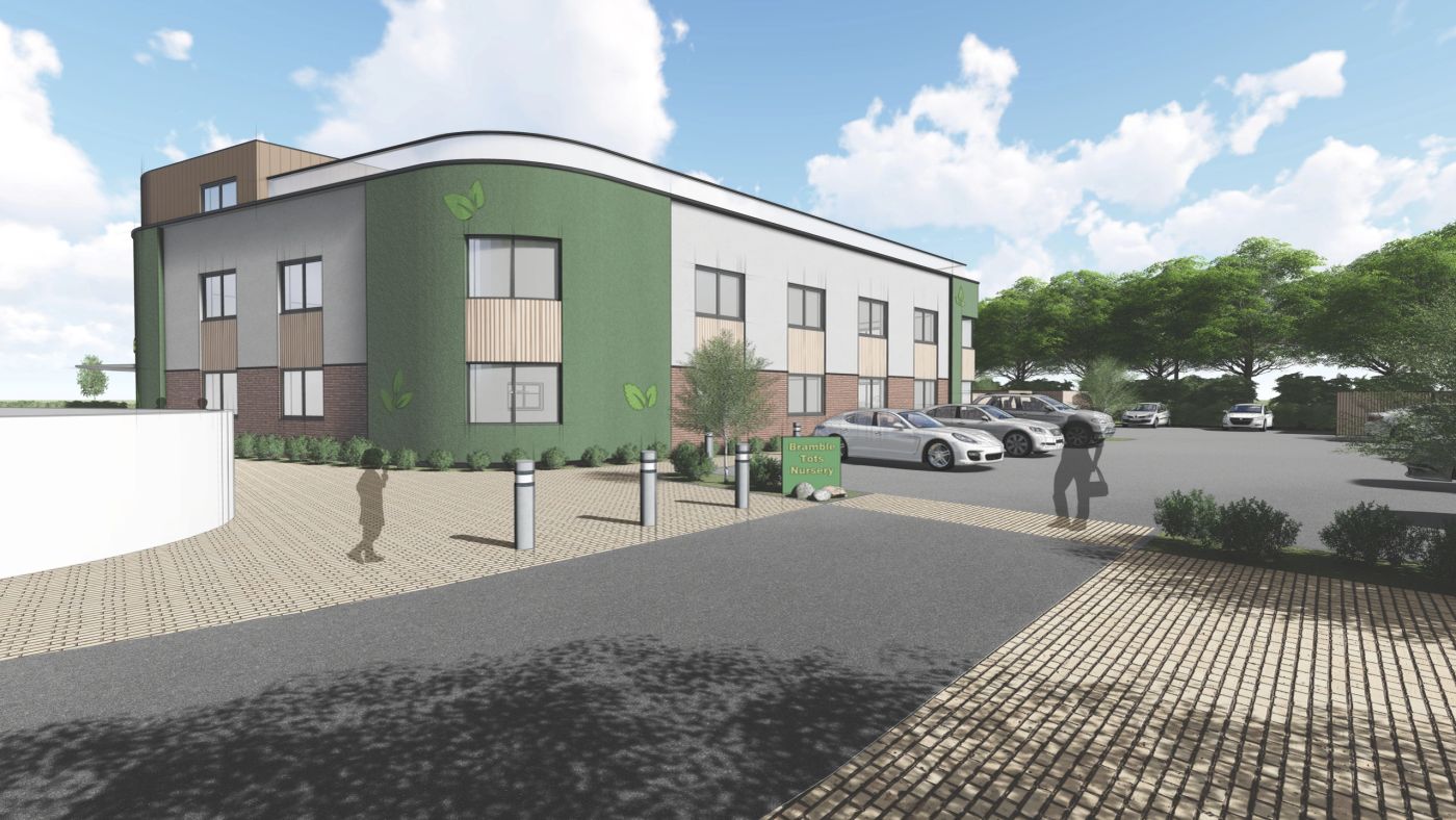 3D planning render of a covered padel court scheme prepared for a planning application