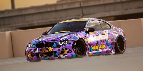 Custom graphics and decals on a race car