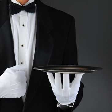 service waiter with a silver tray