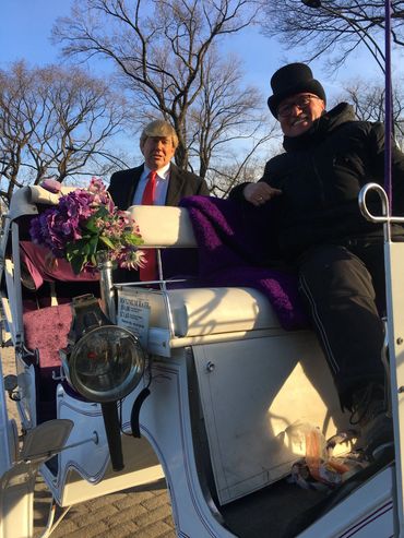 Customer in the carriage with driver