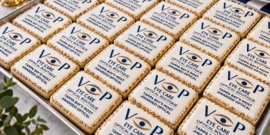 Customized VIP eye care themed cookies.
