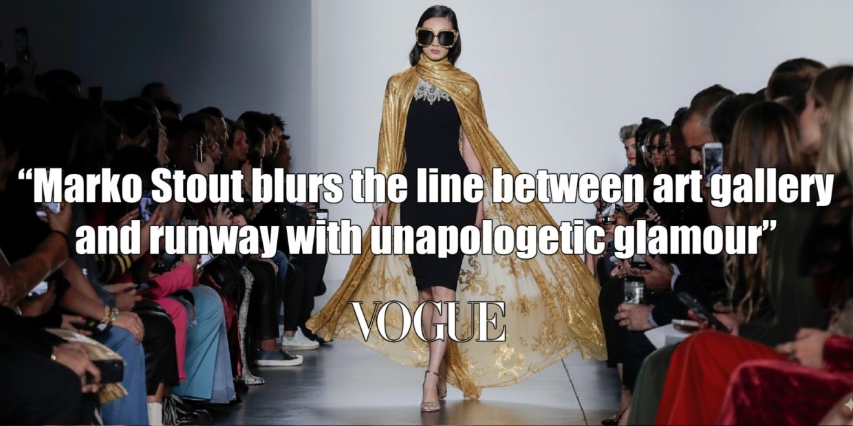 Runway elegance: Marko Stout's fashion collection in the spotlight.