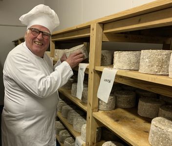 Our team in the cheese making factory