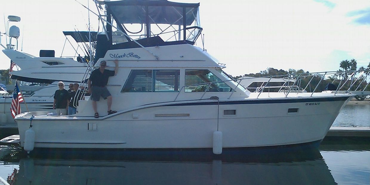 Captain dew and his boat the 37 foot Hatteras