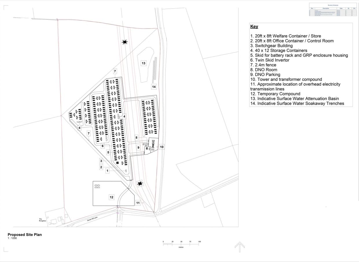 Proposed site plan with labeled components and a key.
