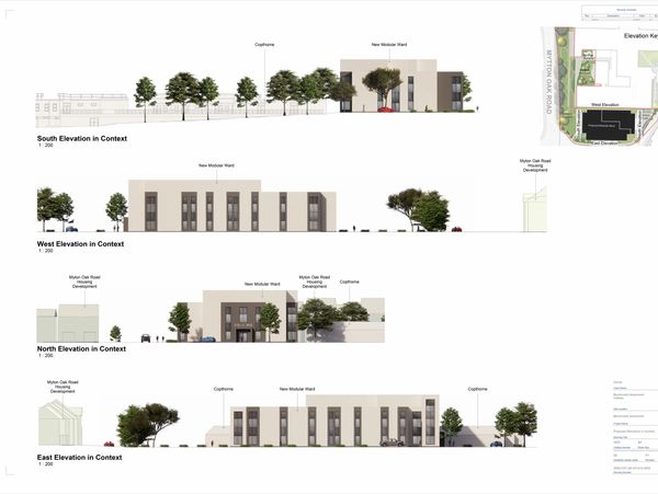 Architectural elevation plans for a new modular ward.