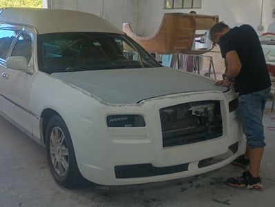White Rolls Royce Hearse In Custom Production Front View