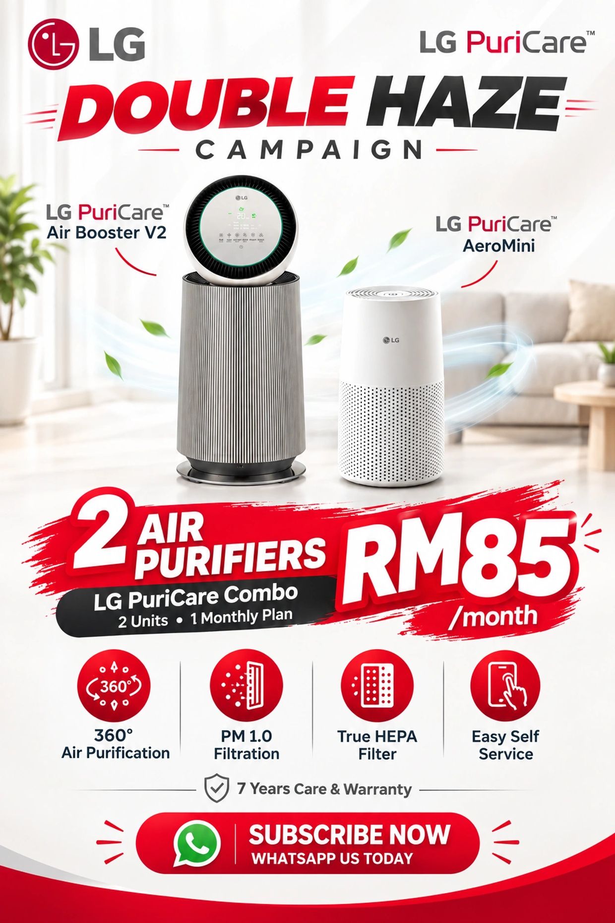 LG PuriCare Double Haze Campaign air purifiers offer RM85/month deal.