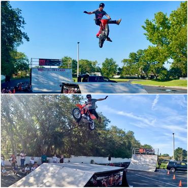 NEW! to the BMX Trickstars. Were are offering Motorcycle stunts as well as BMX and Scooters. It's a 