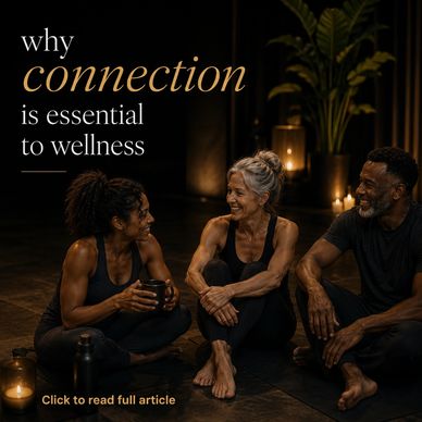 Three people enjoying a warm, friendly connection during a wellness activity.
