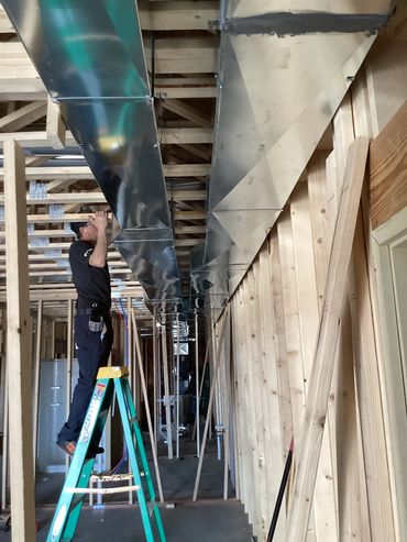 Installation of a supply and return ducts in a new barndominium