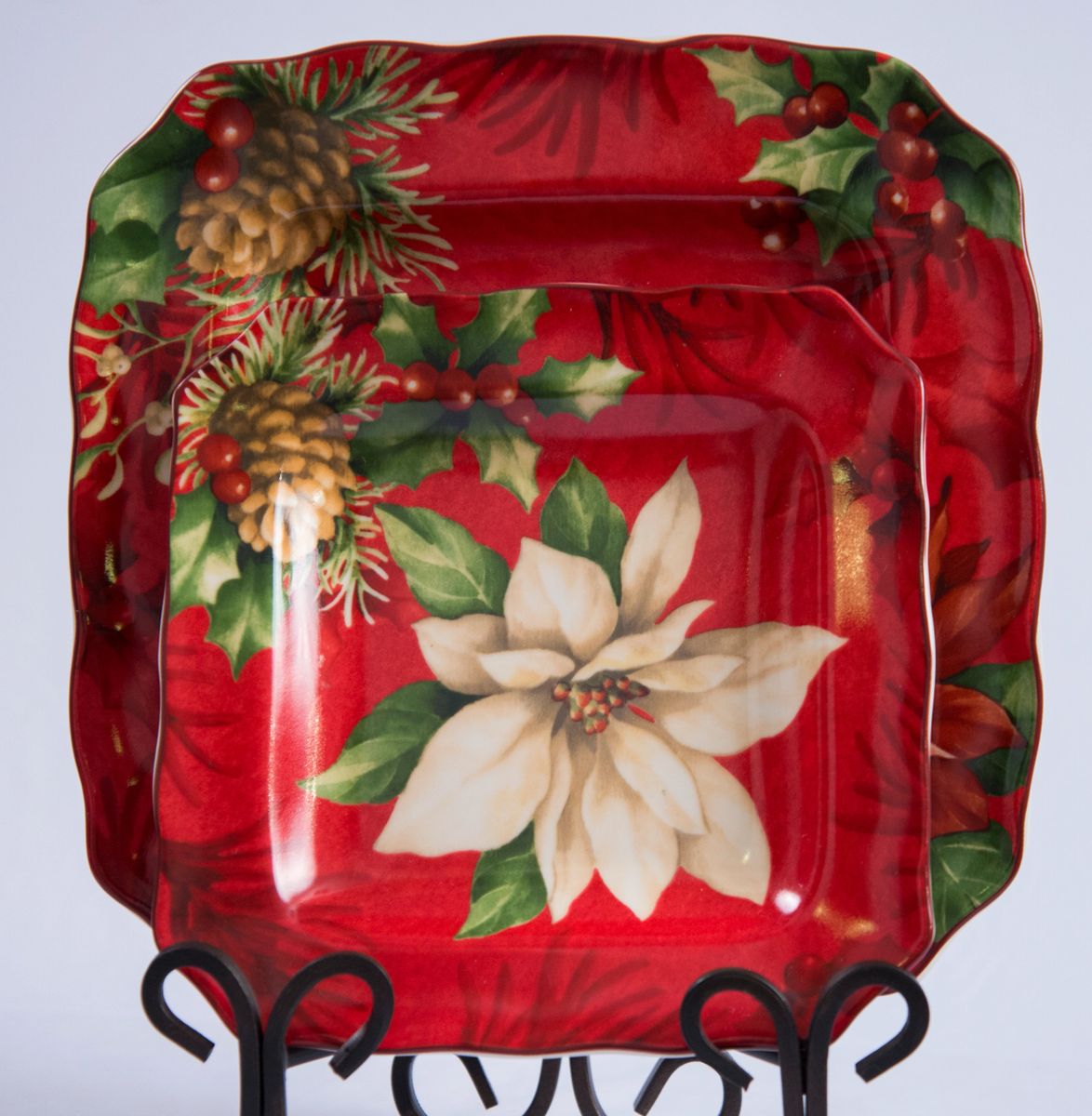 Poinsettia Holly Salad Plate