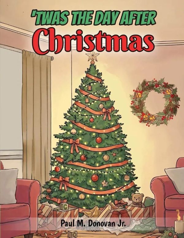 Christmas tree decorated with ornaments and gifts.