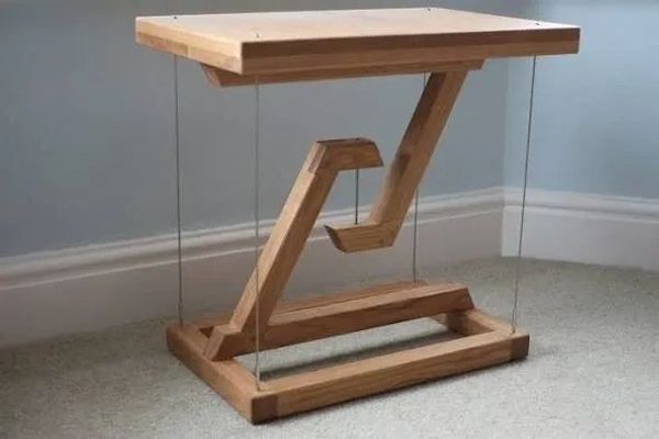 Solid Oak Floating Table Tensegrity