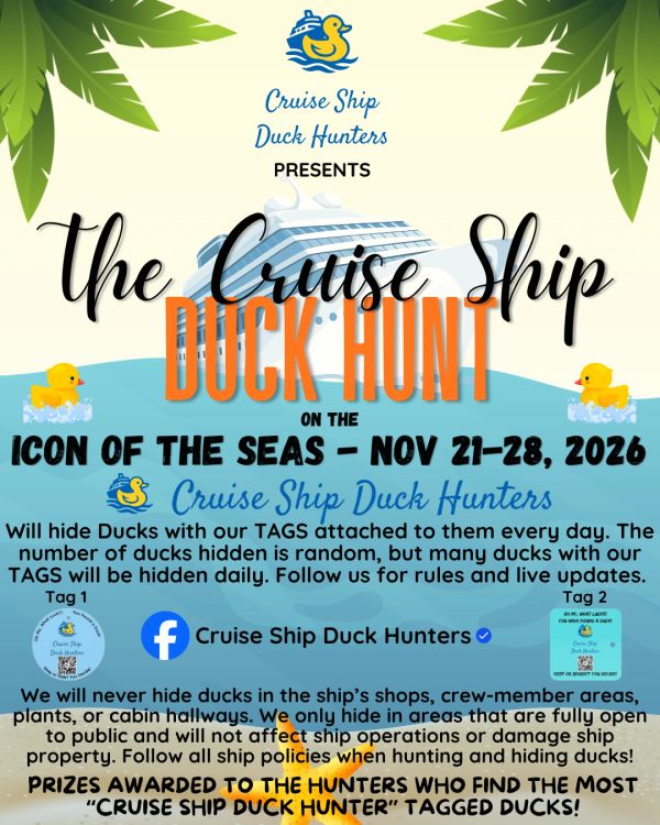 Flyer for Cruise Ship Duck Hunt event on Nov 21-28, 2026.