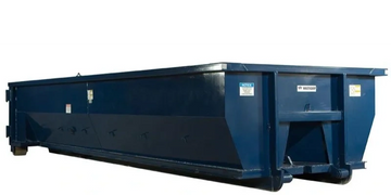 Large blue industrial waste container or dumpster isolated on white.