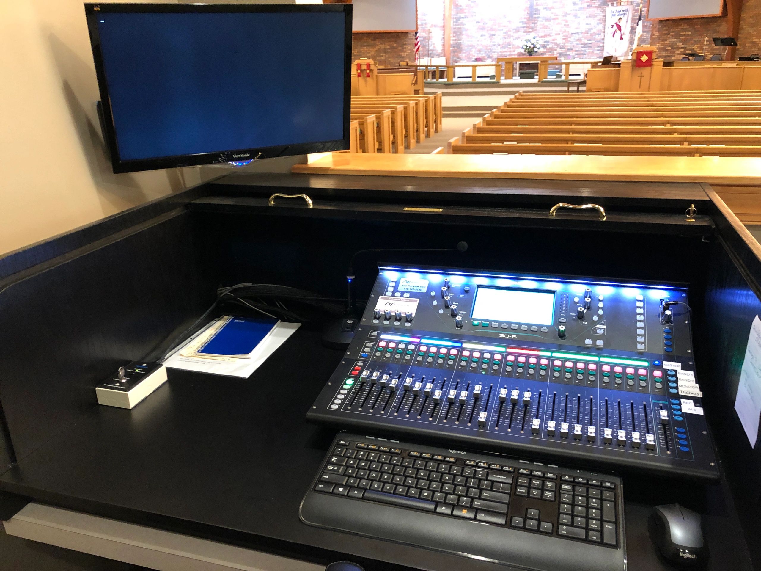 Sound and video controls for Bishop Cummings Reformed Episcopal Church