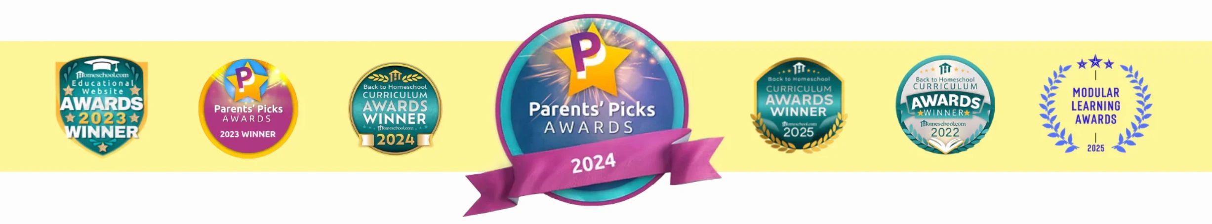 A collection of education and curriculum awards from 2022 to 2025.