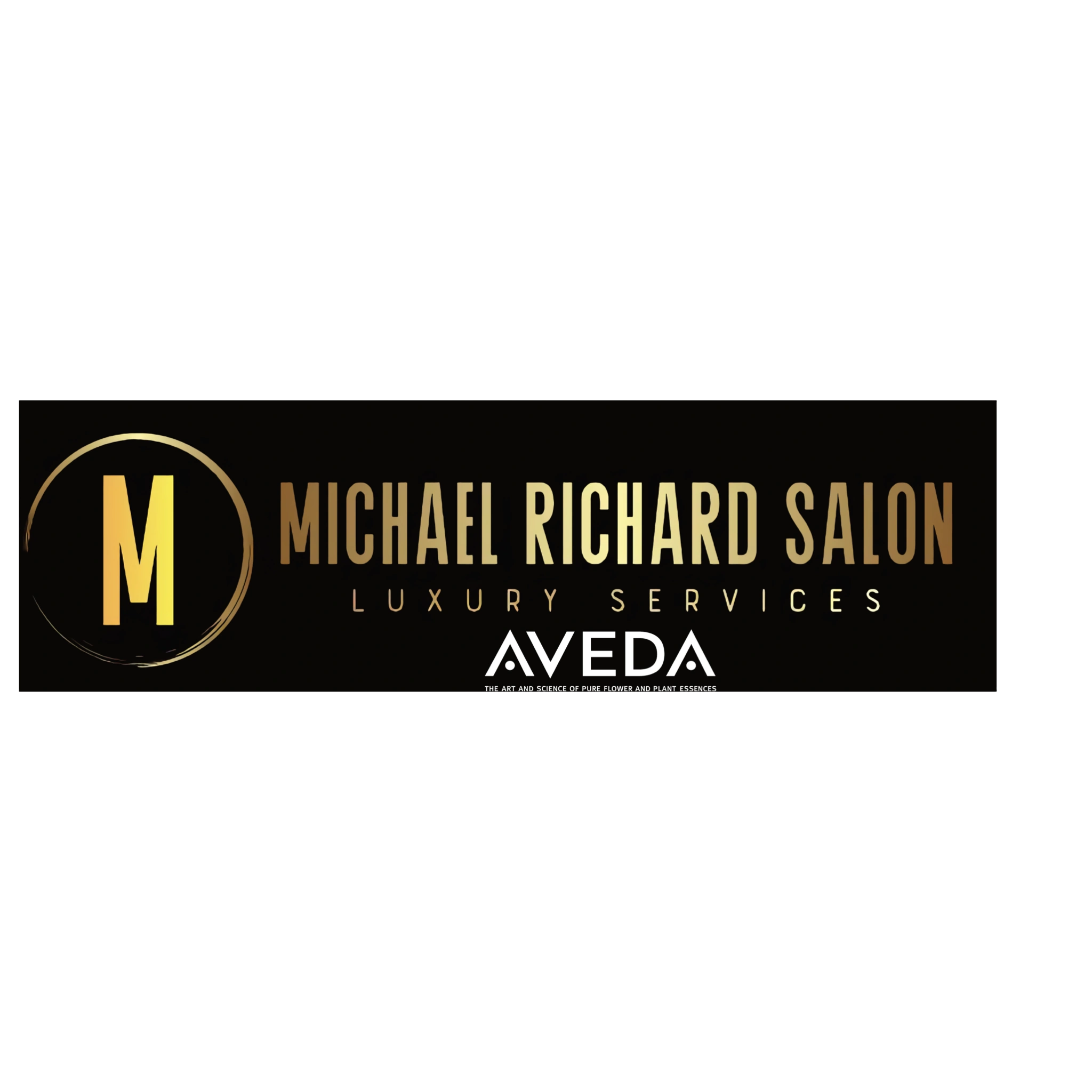 Michael Richard Salon logo showcasing luxury services with Aveda products.