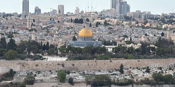 Panoramic view of Jerusalem with the Dome of the Rock.