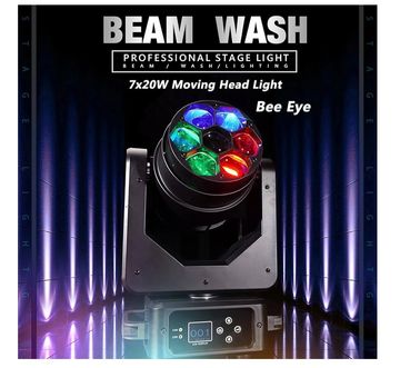 Power :AC90V-240V,50/ 60Hz;
Light Source:7X20W RGBW LEDs;
Color Temper:3200K-6700K;
Dimmer :0-100% l