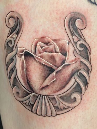 Trigger Jo Austin Texas black and grey tattoos, fine line tattoos, & custom tattoo, rose tattoo