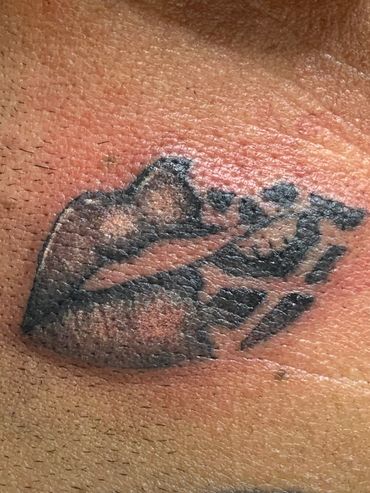 Trigger Jo Austin Texas black and grey tattoo, fine line  realism tattoo, lip tattoo 