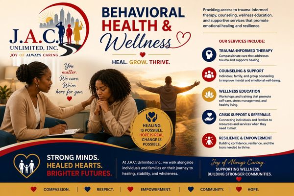 J.A.C.I. Unlimited provides trauma-informed behavioral health and wellness services.