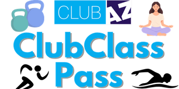 Logo design for Club Class Pass with fitness and meditation icons.