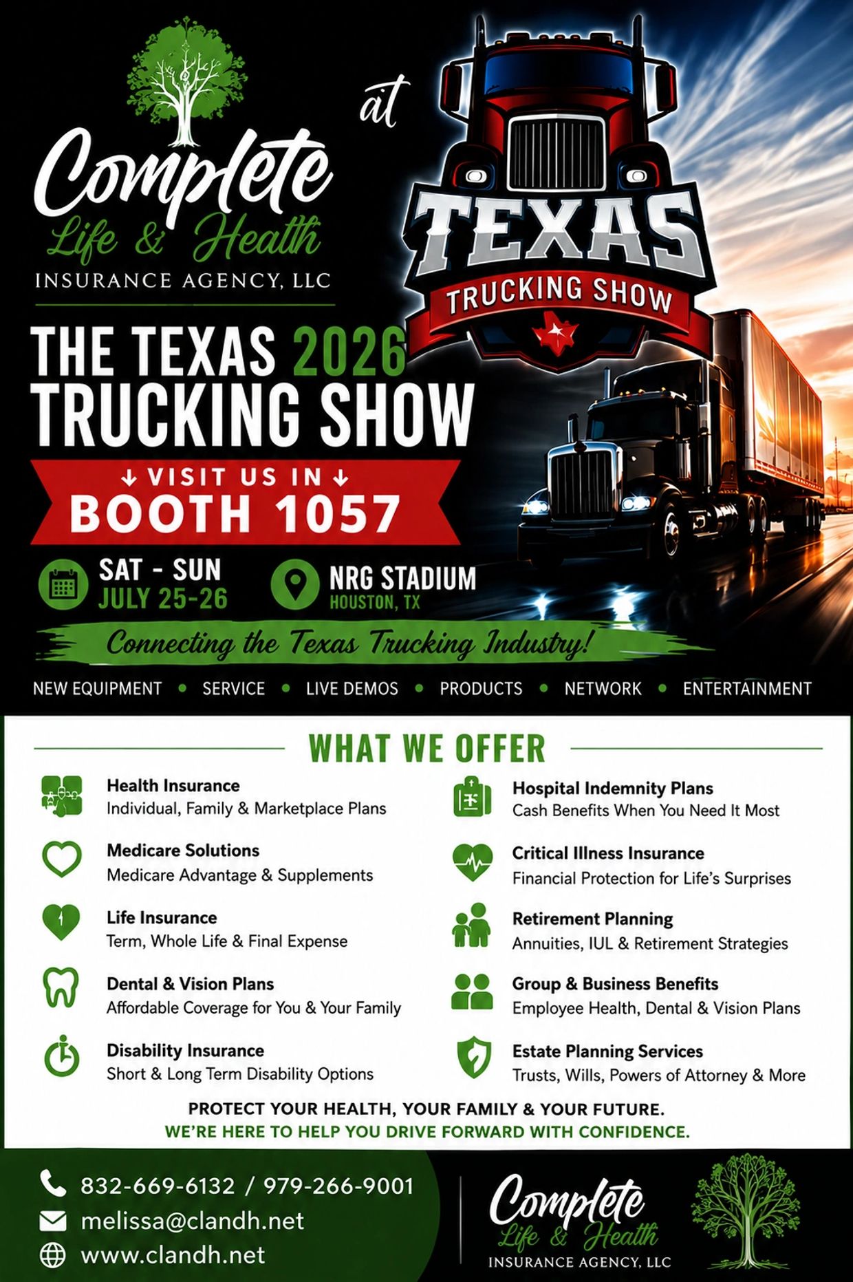 Complete Life &amp; Health Insurance at Texas Trucking Show 2026 booth 1057.