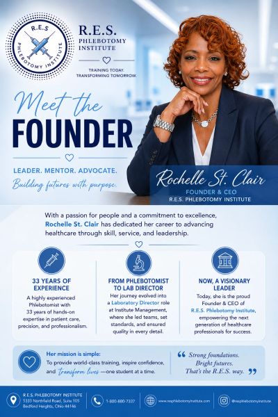 Meet Rochelle St. Clair, founder of R.E.S. Phlebotomy Institute, a leader in healthcare training.