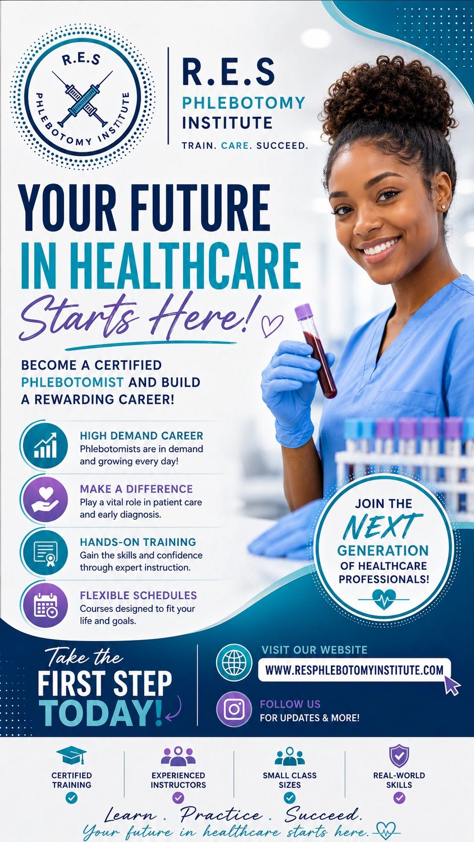 Phlebotomy training institute promoting careers in healthcare.