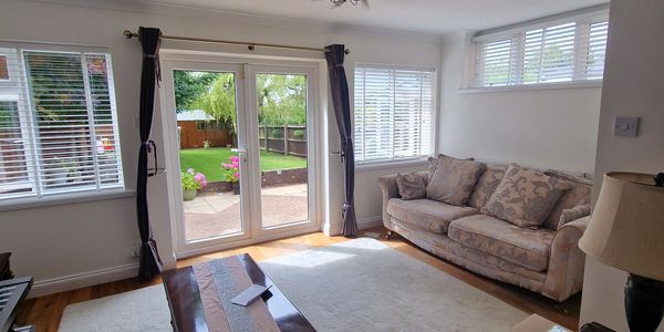 Jasmin walls and brilliant white satin finish to all woodwork.