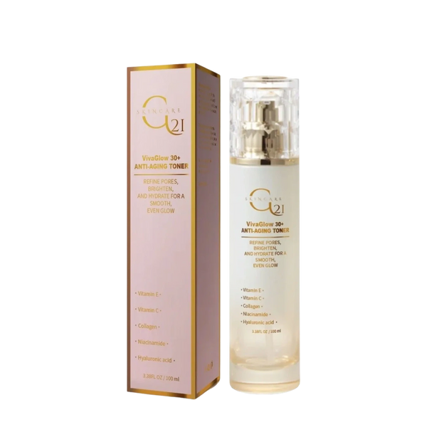 VivaGlow 30+ Toner – Hydrates, smooths, and brightens for youthful, radiant skin.