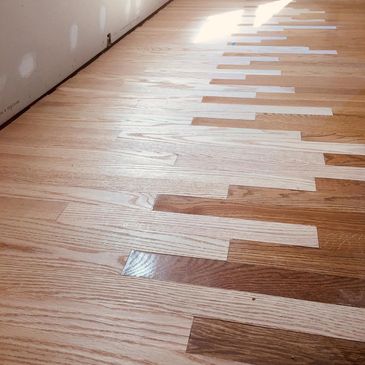 Hardwood flooring repair with red oak