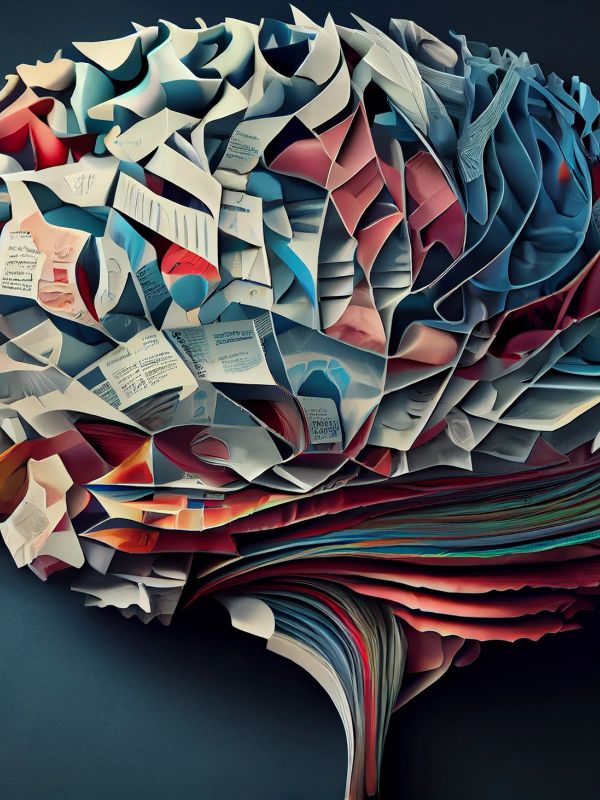 Abstract composition of folded and layered paper.