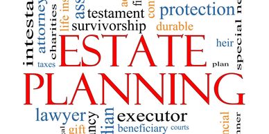 Word cloud related to estate planning.