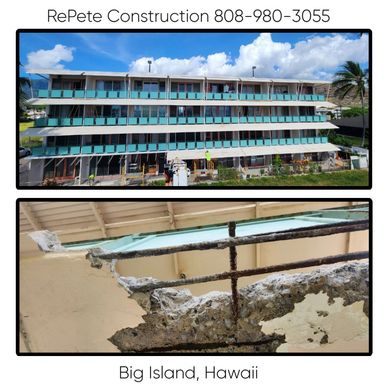 Building renovation and concrete repair work in Hawaii. RePete Construction provides high-quality painting and finishing services  in Hilo, Hawaii.