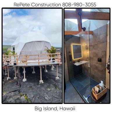Unique dome home and modern bathroom on Big Island, Hawaii done by Repete construction. 
