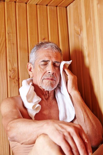 Older gentleman in Sauna near me