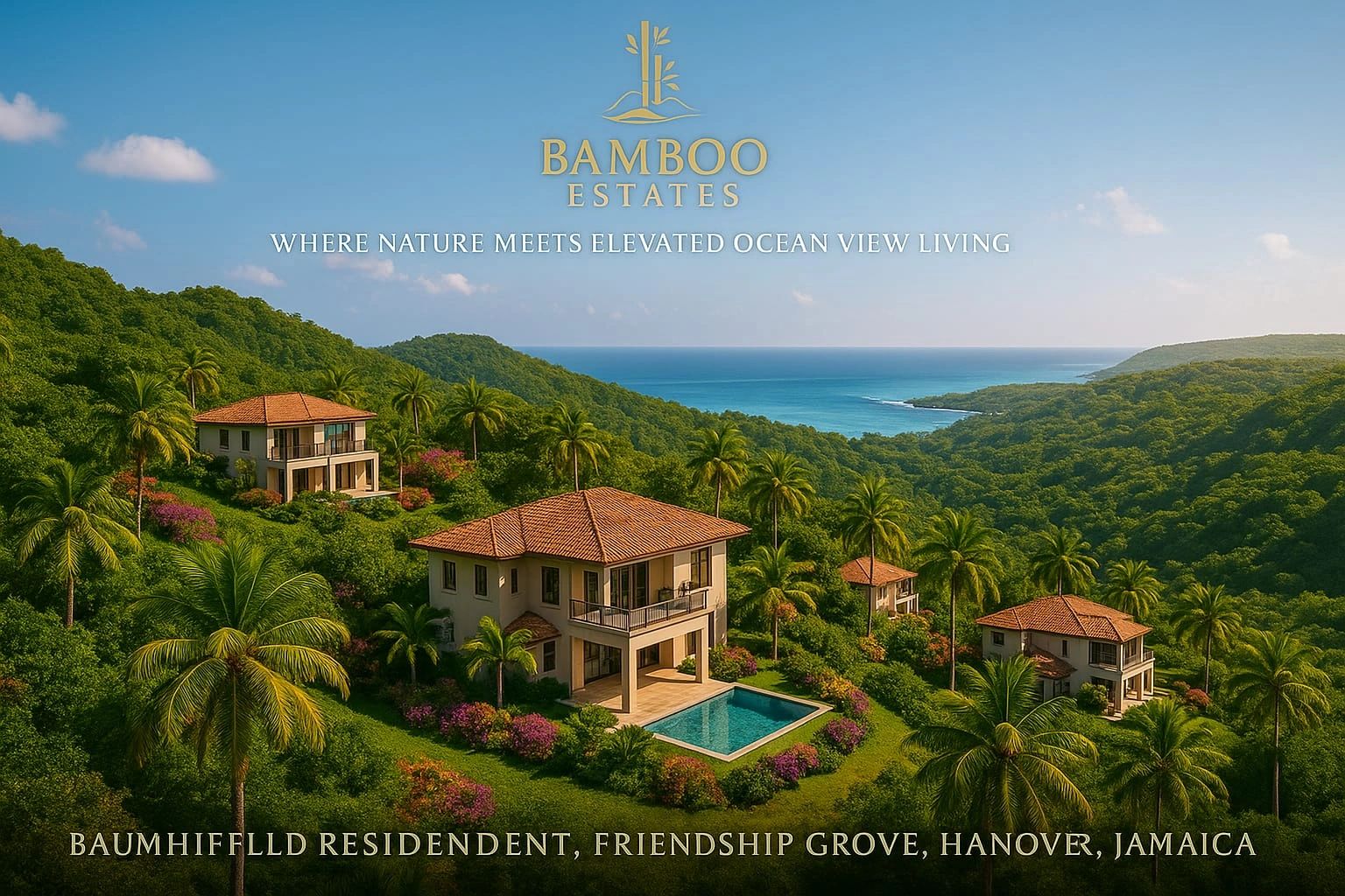 Luxury hillside villas with ocean views at Bamboo Estates, Jamaica.