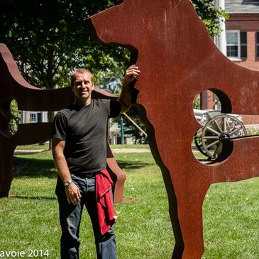 Big Dog, Steel Dog, Metal sculpture, Dale Rogers, Bone cutout, public art exhibition, temporary art