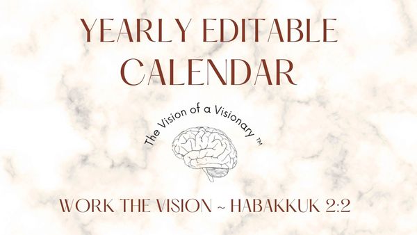 Digital and print yearly calendar in promotion of The Vision of a Visionary Podcast. (Entertainment)