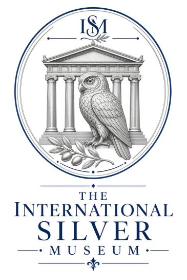 Logo of The International Silver Museum featuring an owl and classical columns.