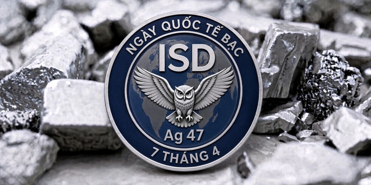 Hình ảnh huy hiệu Ngày Quốc tế Bạc với hình cú.