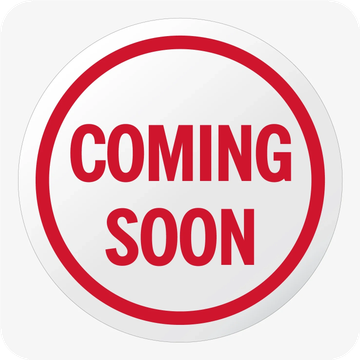 Red 'Coming Soon' text inside a circular border on a white background.