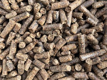 Close-up of brown pellets.