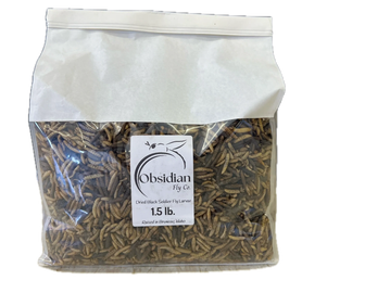 Bag of dried black soldier fly larvae from Obsidian Fly Co.