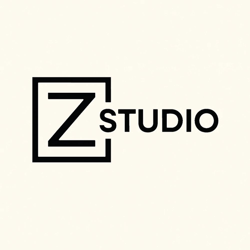 Minimalistic logo featuring a bold 'Z' and the word 'STUDIO'.